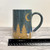 Handmade Pottery Wintery Forest Tree Mug-Sea Blue and Vanilla Glaze