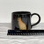  Handmade Pottery Cat and Moon Mug-Black Metallic