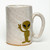 Handmade Peace Sign Alien Stoneware Mug – Moss Green & Ivory Ceramic Coffee Cup