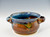 Handmade Stoneware Chili / Soup Bowl w Handles, Blue Brown Glaze