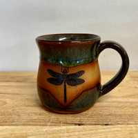  Handmade Pottery Dragonfly Mug in a Seamist Glaze