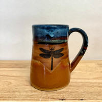 Handmade Pottery Dragonfly Tankard Mug 17 ounces