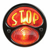 KNS Accessories KA0022 Black 12V Duolamp Tail Light for Ford Model A with Amber "STOP" Script on Red Glass Lens