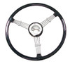 Steering Wheel Kit w/ Boss 3-Bolt 24 Spline Mount Kit, "Banjo" Style, Black Vintage, Fits Type 1 & Ghia 49-59