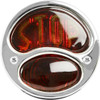 KNS Accessories KA0038 Black 12V Duolamp Tail Light for Ford Model A with Amber "STOP" Script on Red Glass Lens and License Light (with S.S. Rim)