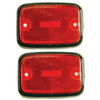 Side Marker Lenses, Pair, Red/Black Trim - Compatible with VW Type-2 Bus 1975-1979