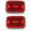 Side Marker Lenses, Pair, Red/Silver Trim - Compatible with VW Type-2 Bus 1970-1974 - 211 945 363A