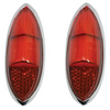 (2) Red Taillight Lenses w/ Chrome Ring, Fits VW Ghia 60-69, 141-945-227D