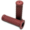 7/8" Motorcycle Grips Dark Red Diamond Pattern for Cafe Racer, Cruiser, E‑Bike, Custom