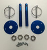 Muscle Car Blue Aluminum Hood Pin Kit – 3/16" Flip‑Over Style, 1/2" Studs, Universal Fit