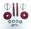 Muscle Car Red Aluminum 3/16" Flip-Over Style Hood Pin Set 1/2" Studs