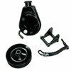 SBC Chevy SB Black Saginaw Power Steering Pump w/ Bracket & Double Groove Pulley