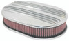 12" Classic Finned Polished Aluminum Oval Air Cleaner w/ Washable Filter