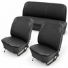 Seat Cover Kit, Slip-On Vinyl, Front & Rear, Black, Fits VW Bug 58-64 Type-1 Sedan, EMPI 4636