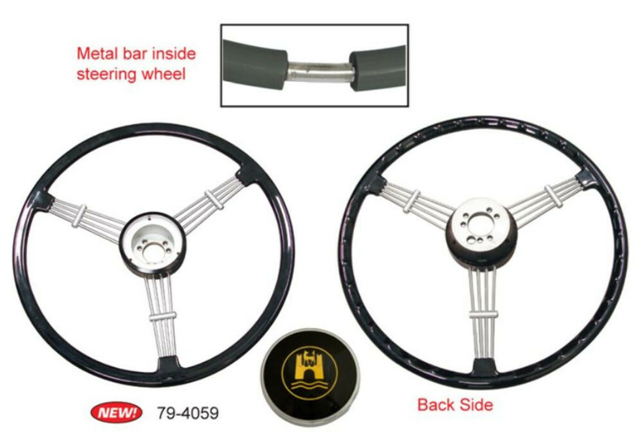 Steering Wheel Kit, "Banjo" Style Vintage, Black