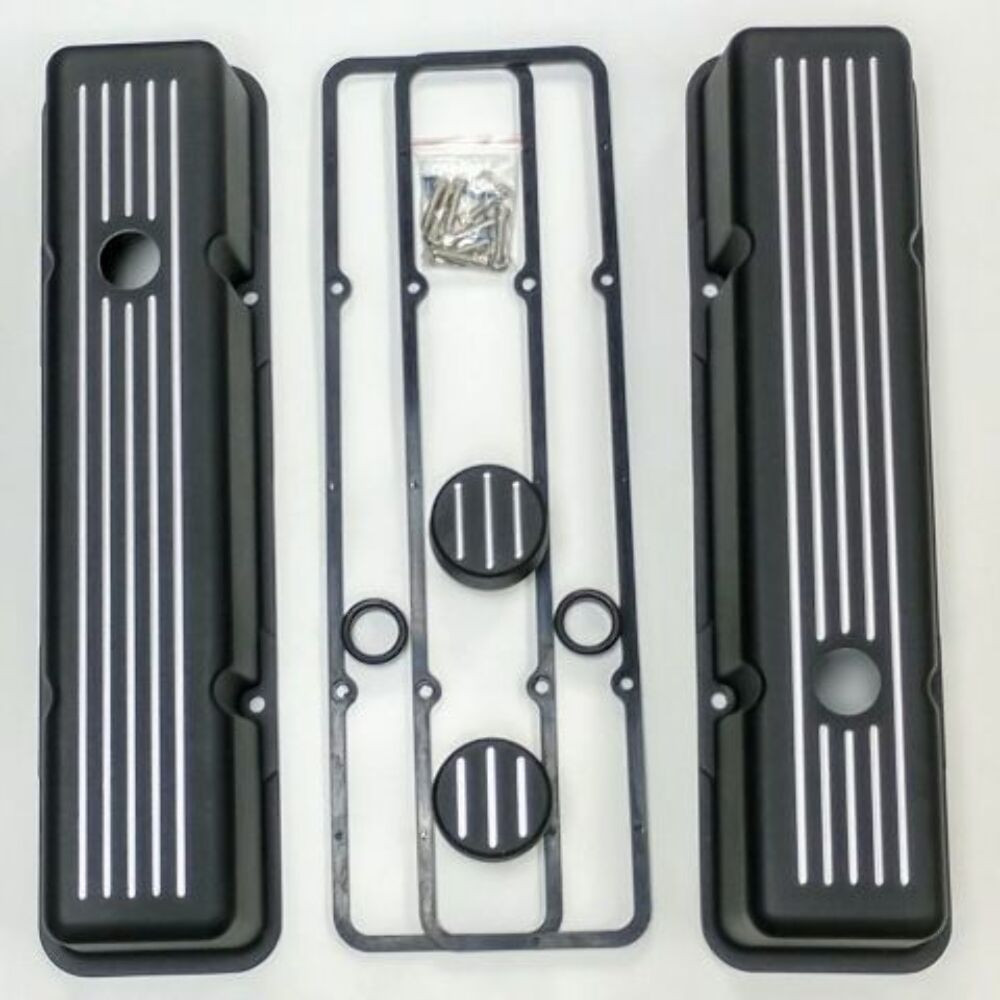 Tall Black Ball Milled Aluminum Engine Dress Up Kit, Fits Chevy SBC Hot Rat Street Rod