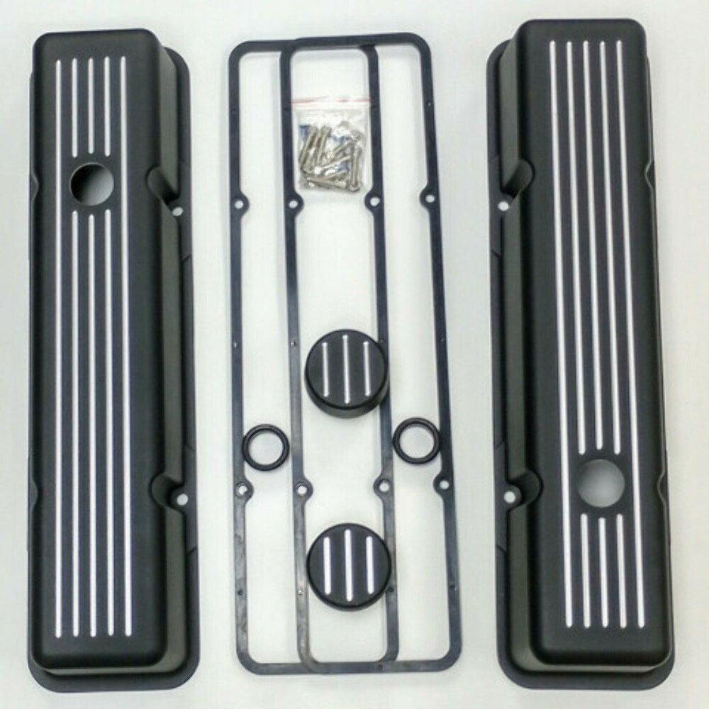 Tall Black Ball Milled Aluminum Engine Dress Up Kit, Fits SBC Chevy Street Hot Rat Rod