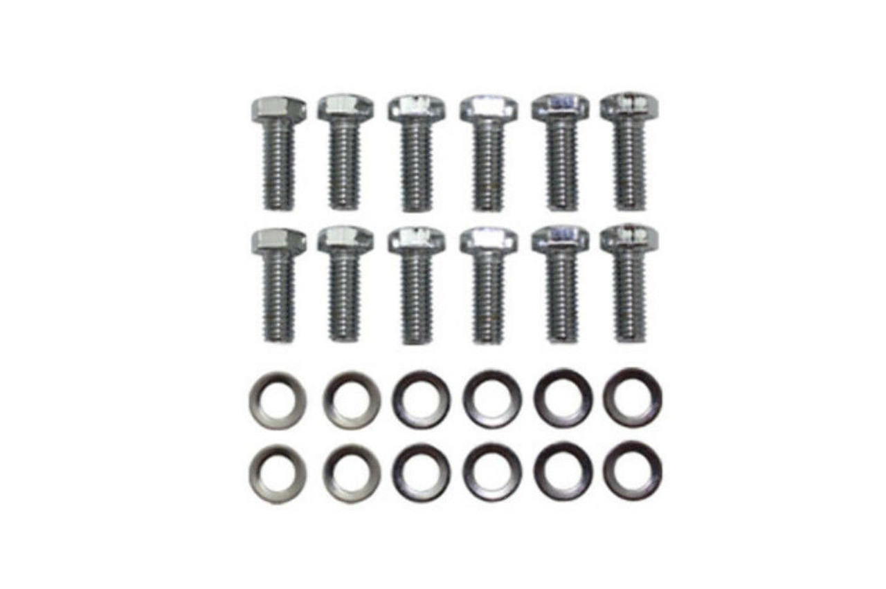 Chrome SB Chevy Intake Hex Head 12pc Bolt Kit SBC 283-400 V6 90