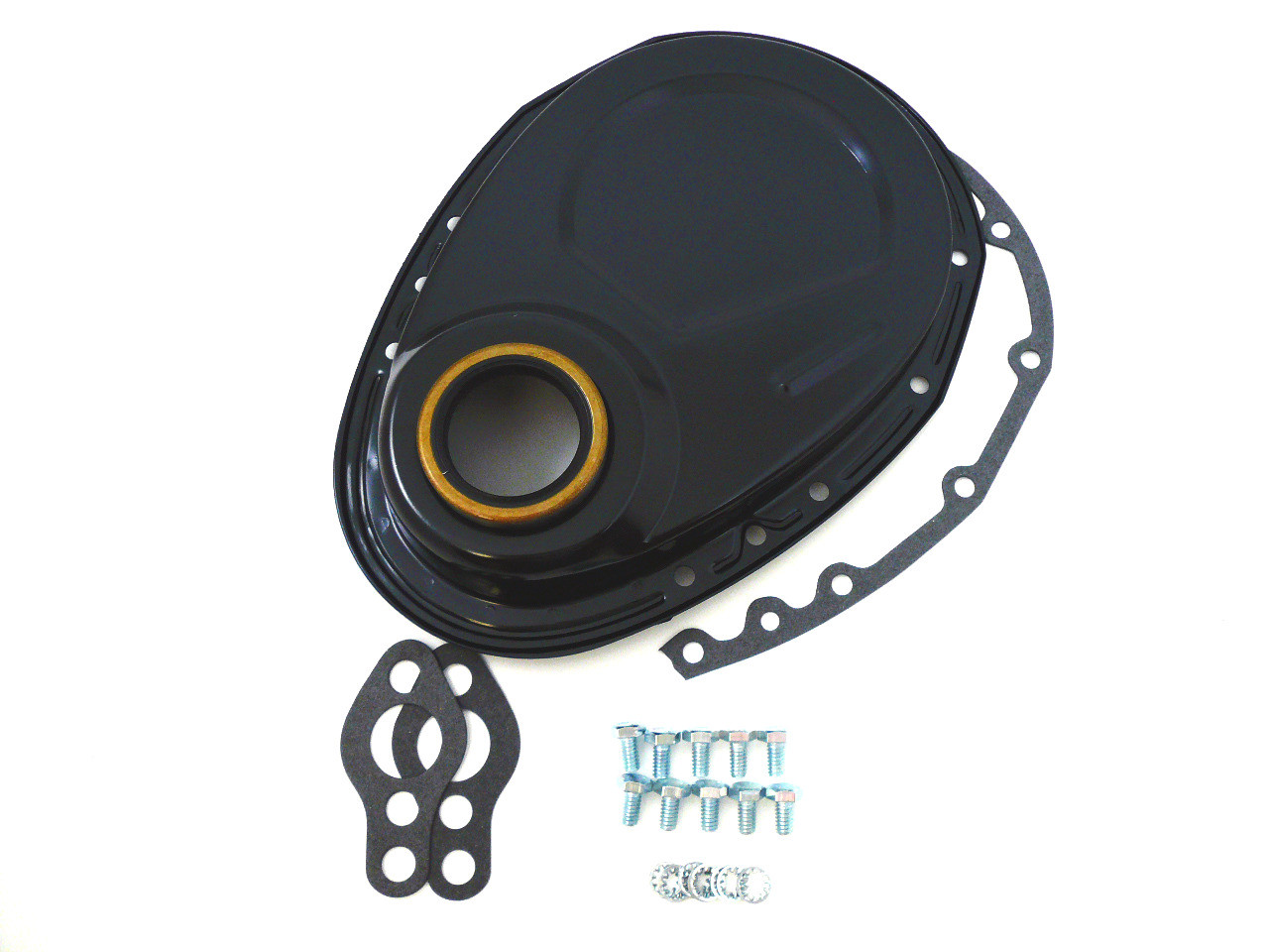 Black SBC Chevy 283350 Timing Chain Cover Kit Car Custom Online