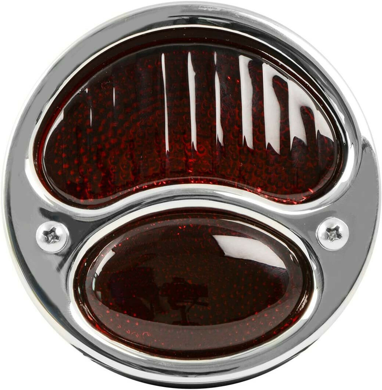 KNS Accessories KA0019 6V Stainless Steel Duolamp Tail Light for Ford Model A with Red Glass Lens and License Light