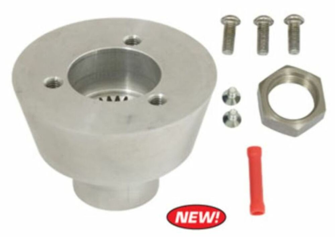 Steering Wheel Kit w/ Boss 3-Bolt 24 Spline Mount Kit, "Banjo" Style, Ivory Vintage, Fits Type 1 & Ghia 49-59