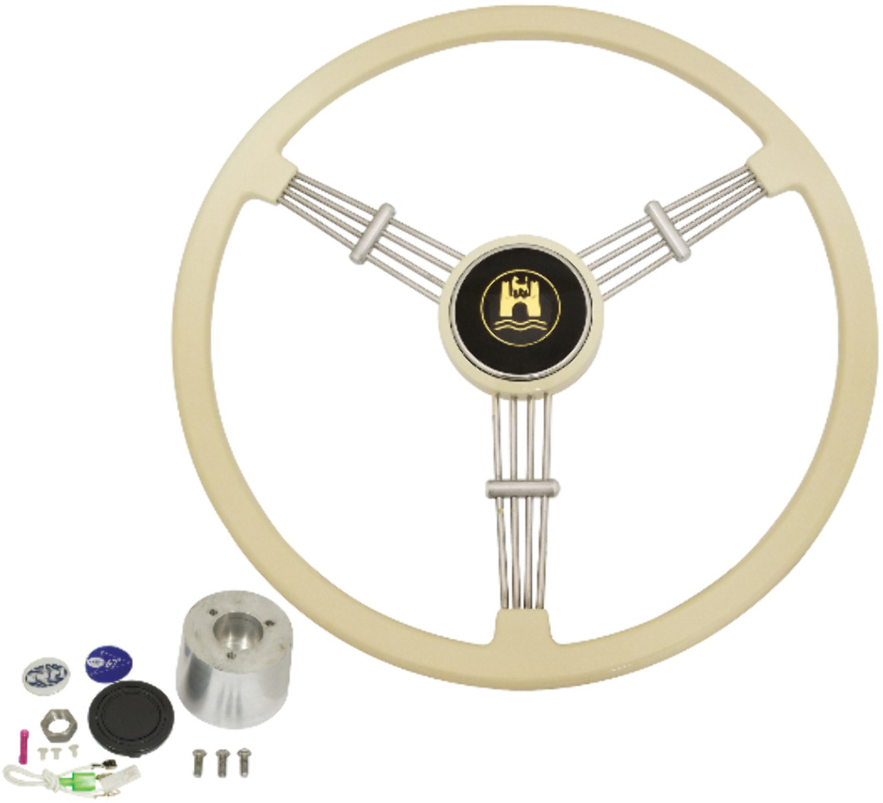 Empi Ivory Banjo Steering Wheel Kit, Fits VW Type 1/Ghia 60-74 1/2, Type 3 61-71