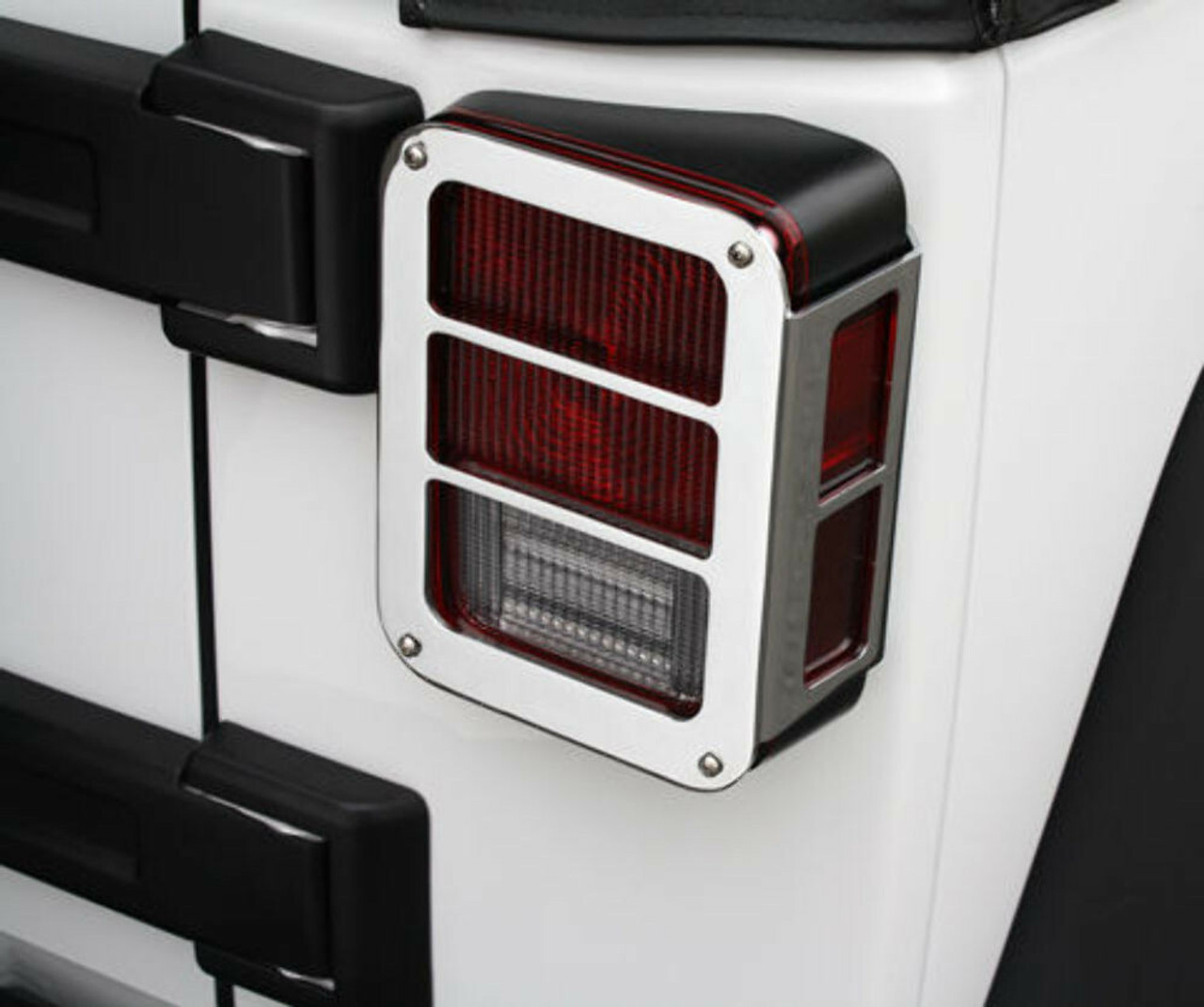 2007-15 Jeep Wrangler JK Chrome Billet Tail Light Armor, Pr.