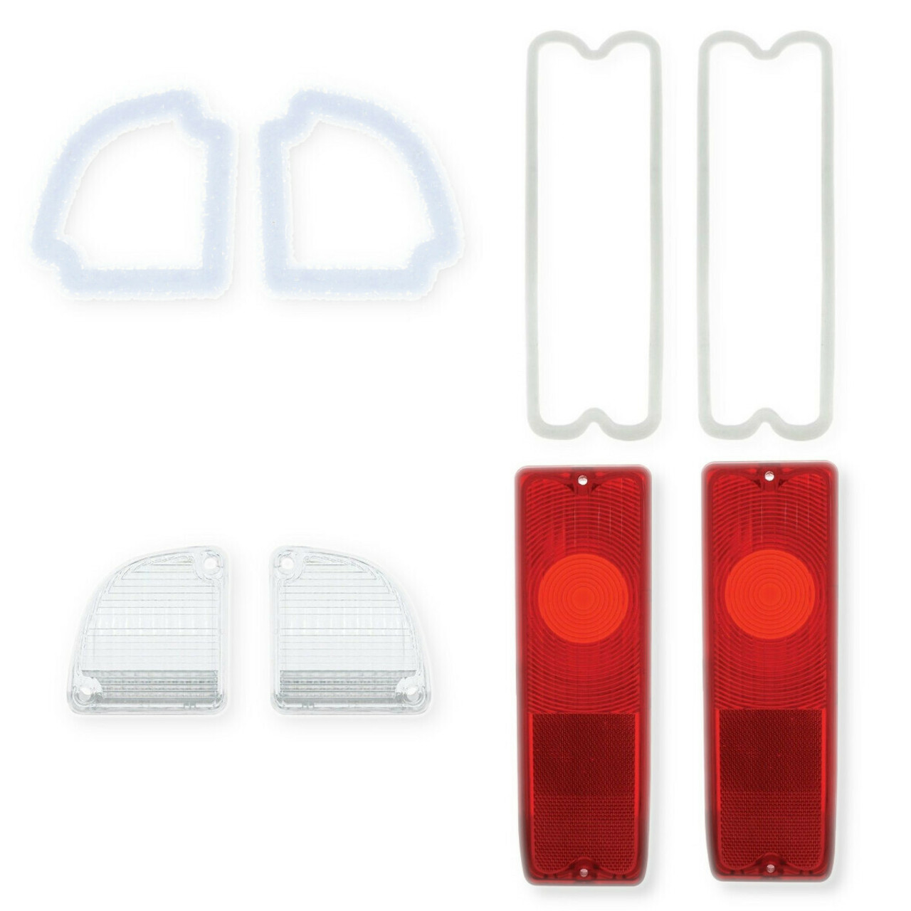 Tail Light & Reverse Back-Up Lamp Lenses w/ Gaskets Kit, for Chevy Truck Fleetside 1967-1972 Tail Light & Reverse Back-Up Lamp Lenses w/ Gaskets Kit, for Chevy Truck Fleetside 1967-1972