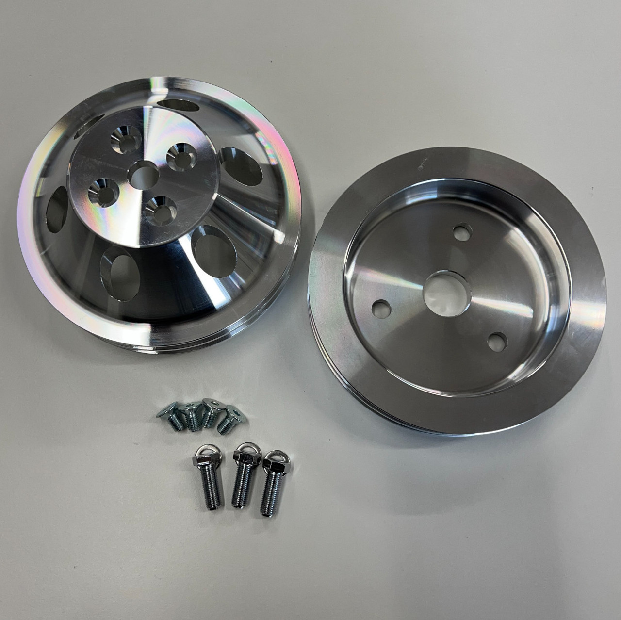 2 Groove Pulley Kit, Short Water Pump, Aluminum, Fits Chevy SB 283 327 350 V8