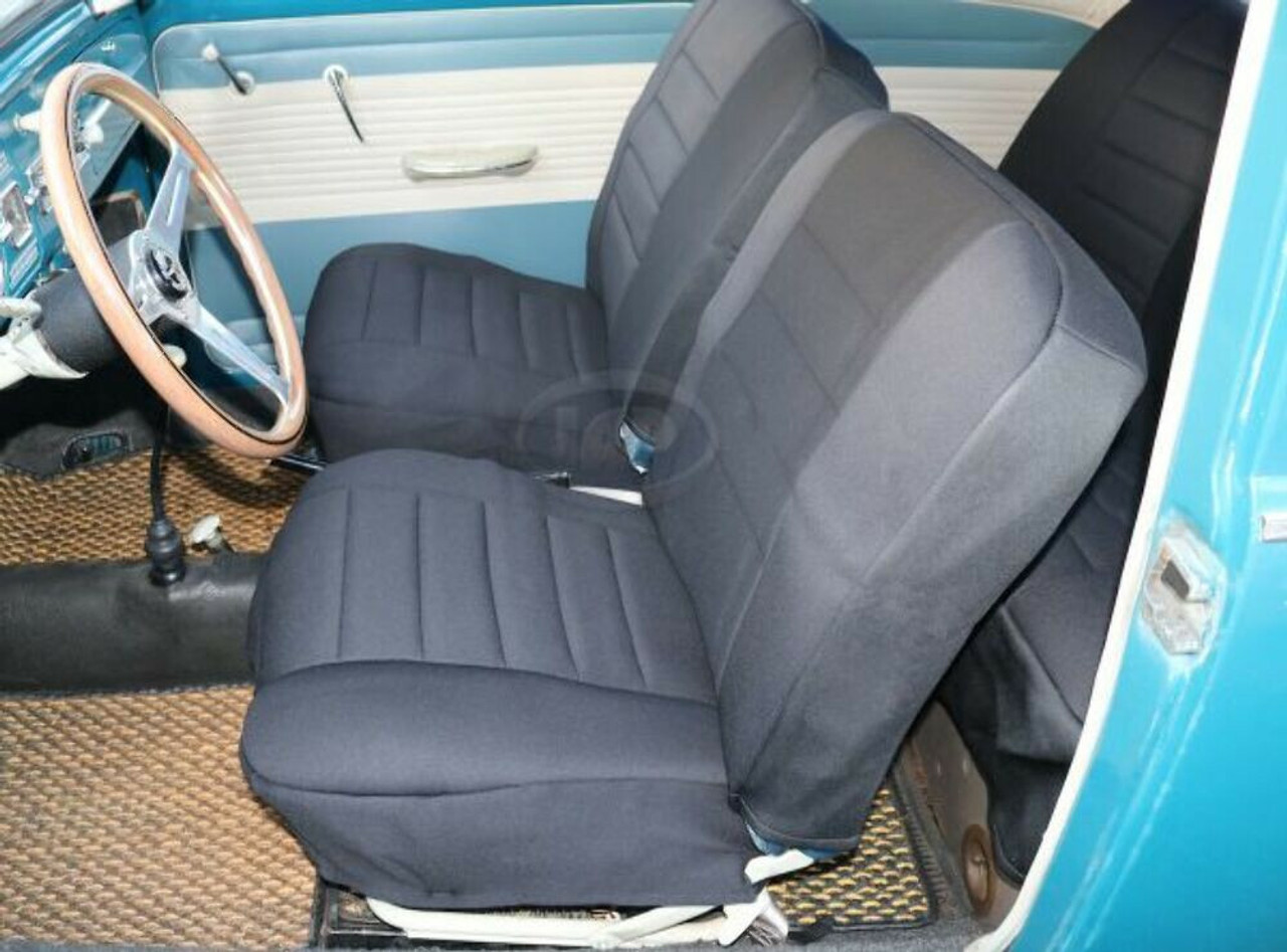 Front & Rear Seat Cover Set - Neoprene Black - Compatible with Type-1 Sedan 1958-1967