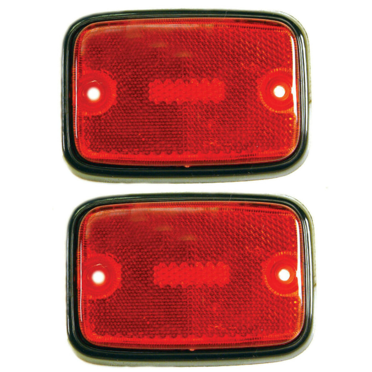 Side Marker Lenses, Pair, Red/Black Trim - Compatible with VW Type-2 Bus 1975-1979