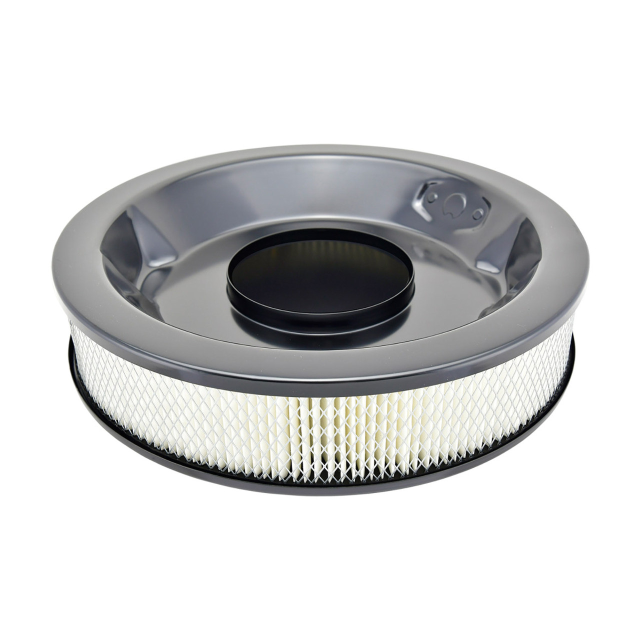 Hot Rod Black Steel Air Cleaner Kit 14" x 3" w/ Paper Filter for 4BBL Carbs - SBC BBC Chevy