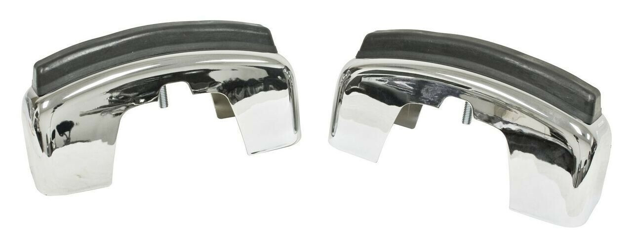 Chrome Bumper Guard Set (Pair) — Fits VW Beetle & Super Beetle 1968–1973 — For Impact‑Strip Bumpers
