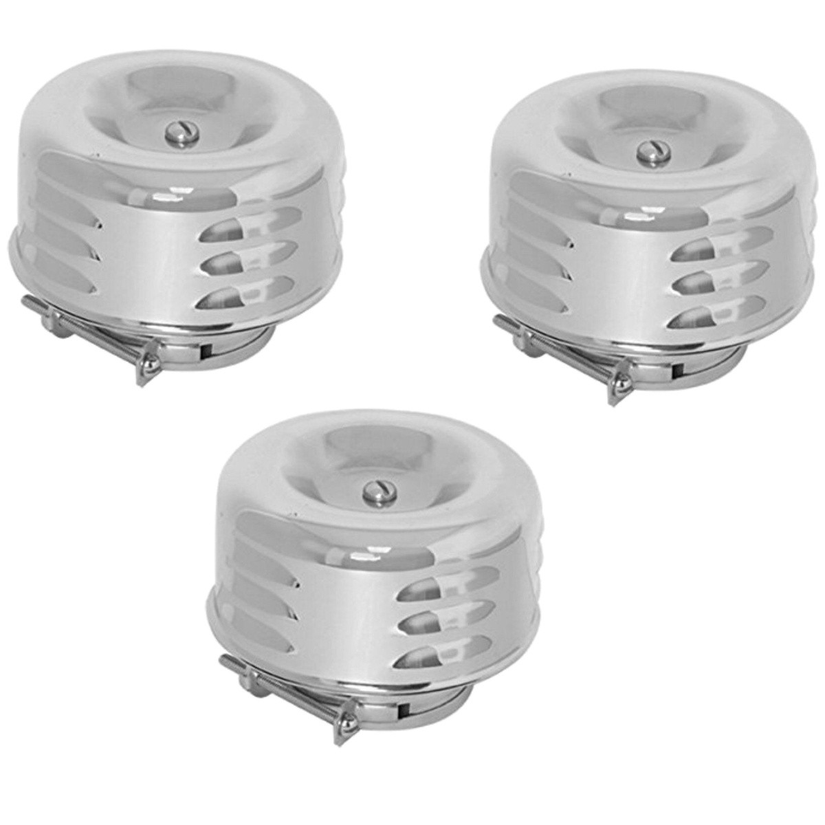 Chrome Louver‑Style Air Cleaner Kit for 1‑Barrel Carburetors – 3 Piece Set (2‑5/16" Opening)