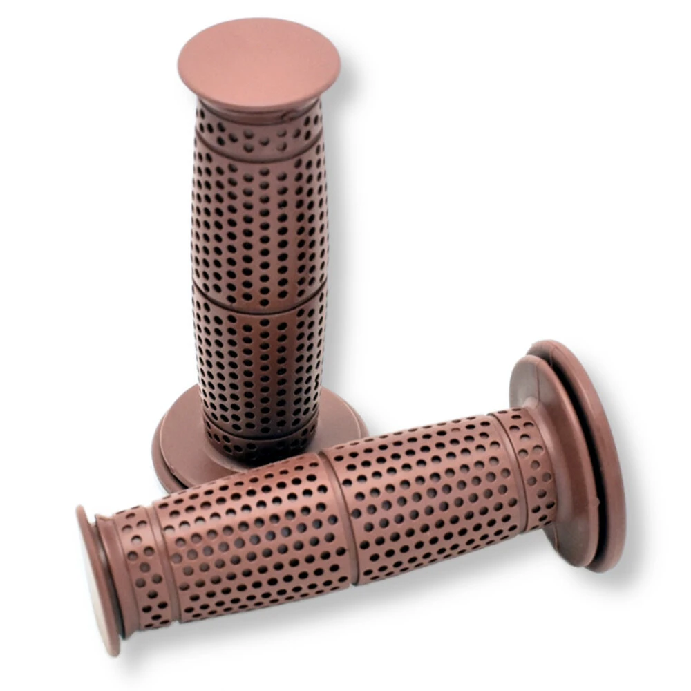 7/8" Motorcycle Grips Brown Dimple Pattern for Cafe Racer, Cruiser, Custom