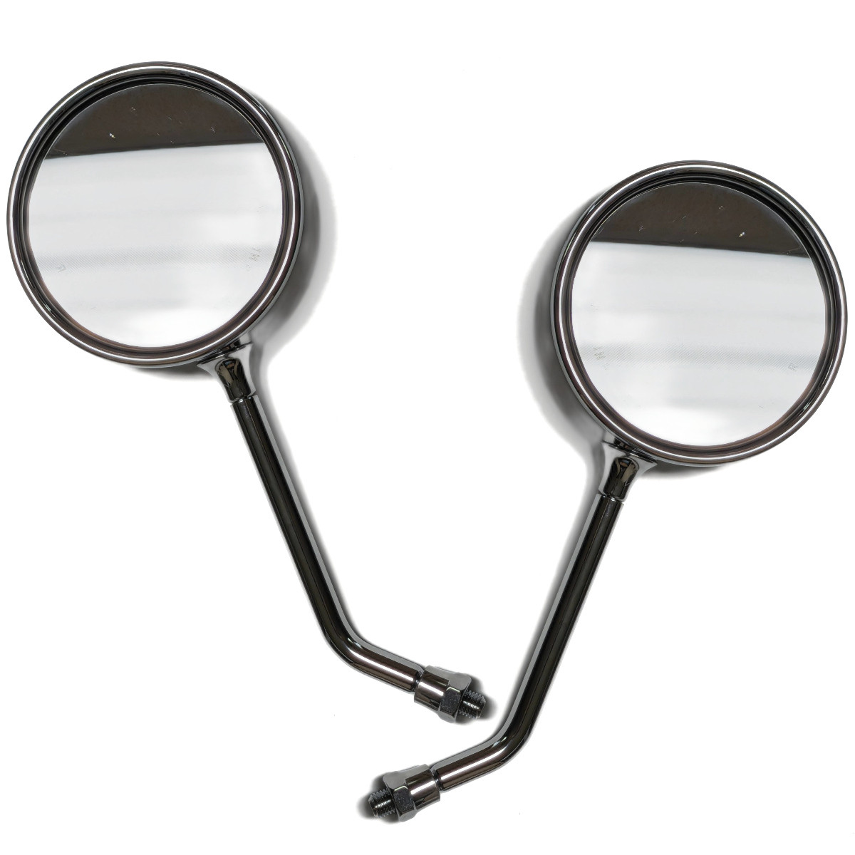 Chrome Round Motorcycle Mirrors Pair 10mm RH Thread Retro Vintage Cafe Racer Cruiser