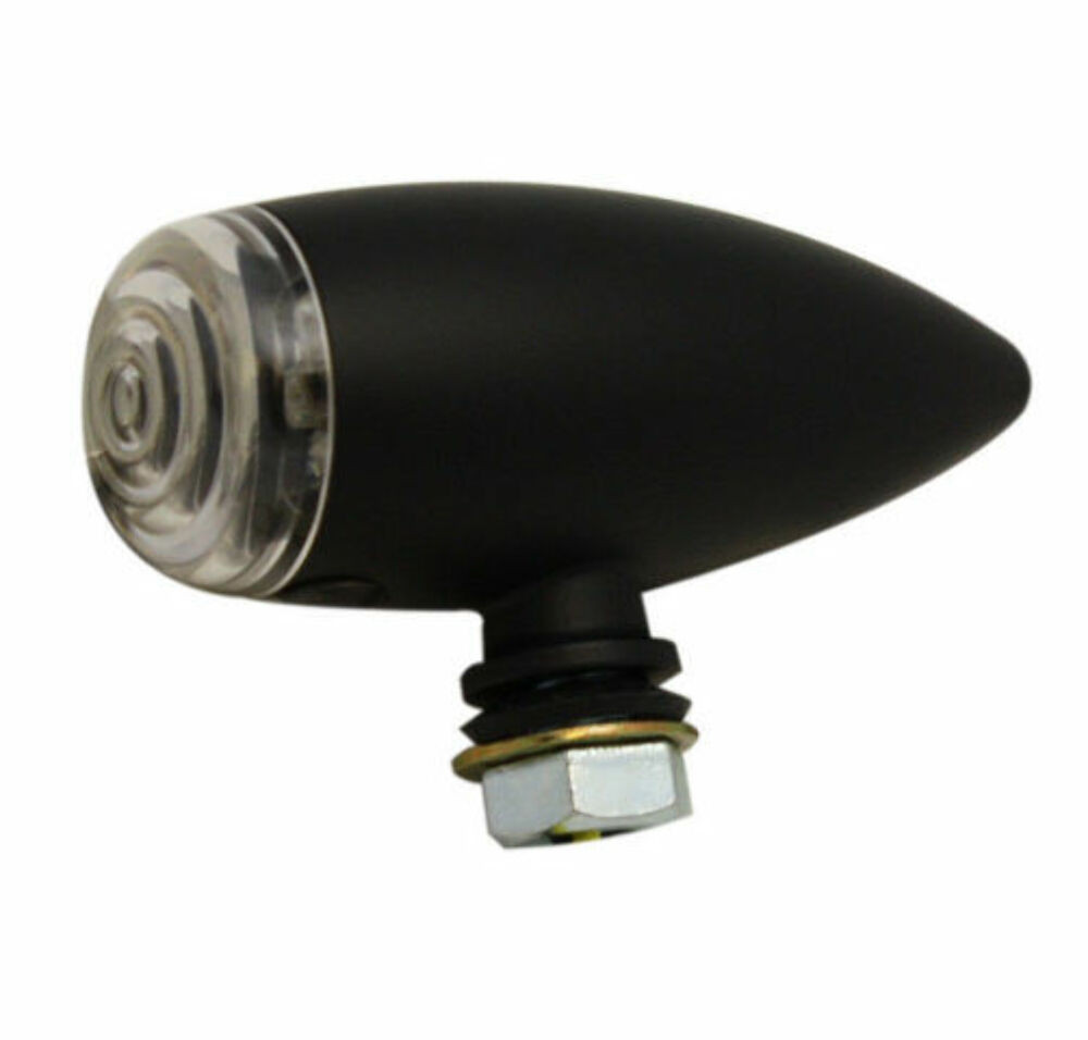 LED Bullet Marker Lights  Smooth Black  Pair, Compatible with VW Bug Buggy Streetrod Ratrod Gasser