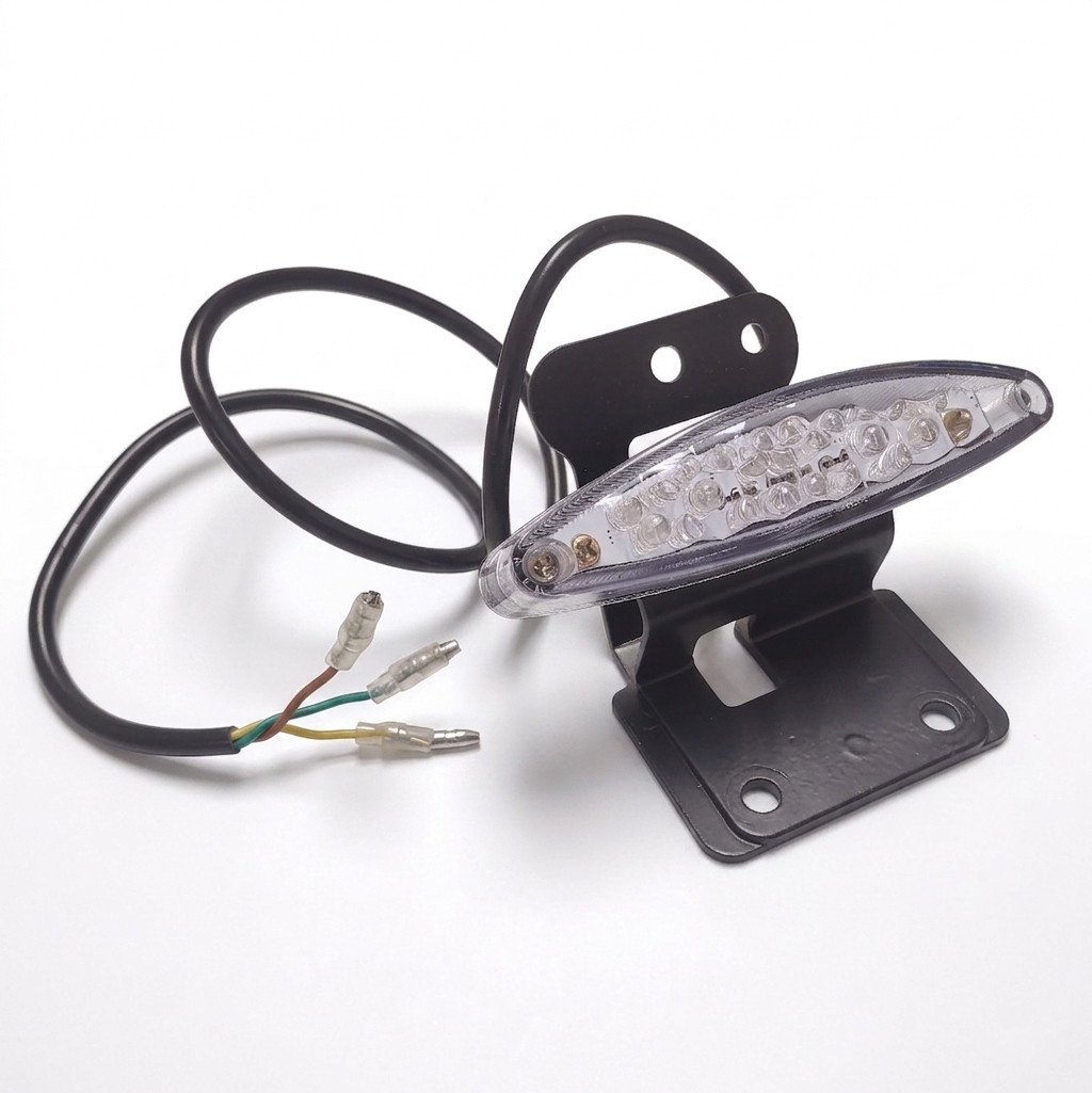Universal LED Motorcycle Tail Light Brake Lamp Custom Cafe Racer Bobber 12V Clear