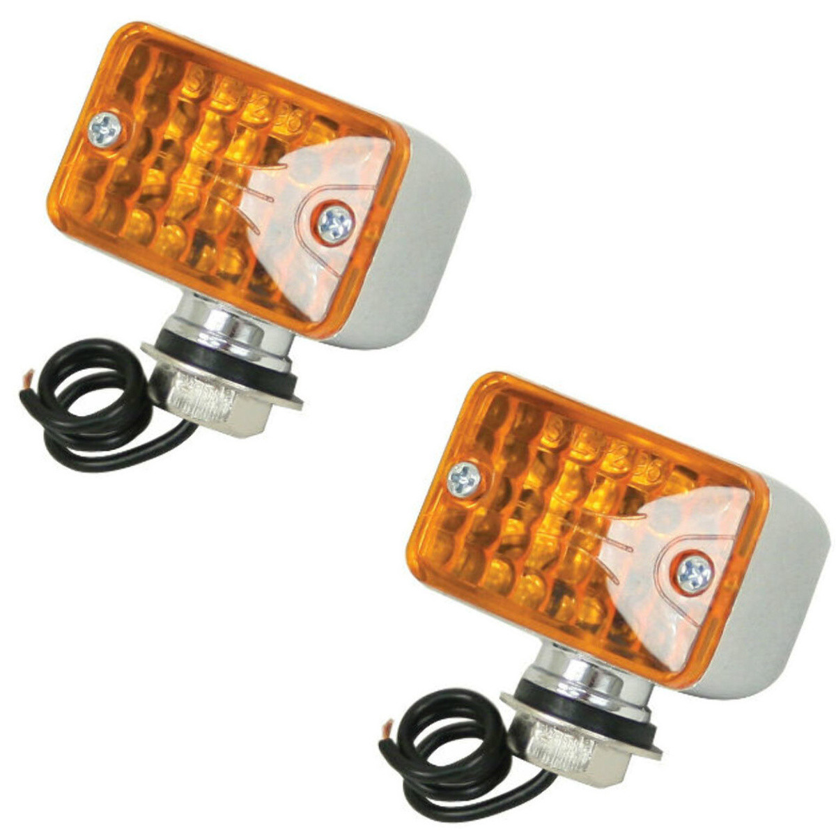 Pair Compact Amber Turn Signals – Chrome Mini Lights – Fits VW Buggy & Sand Rail