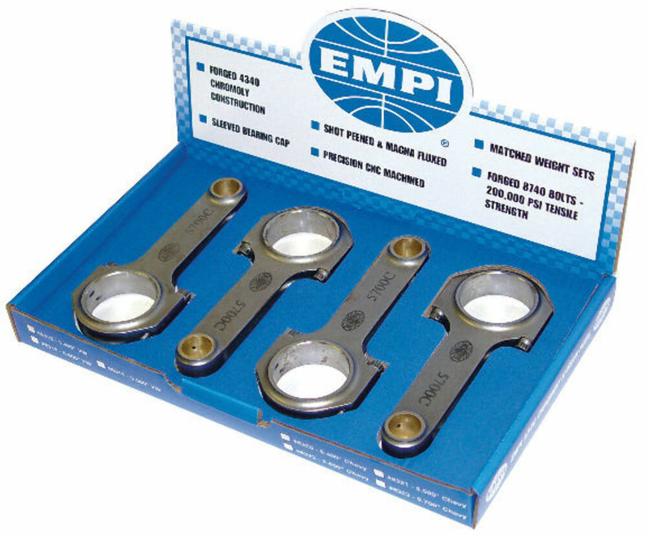 Empi 8310 - 4340 Chromoly H-Beam Rods 5.400" Length, VW Journal 2.165"/55M, Fits VW Bug
