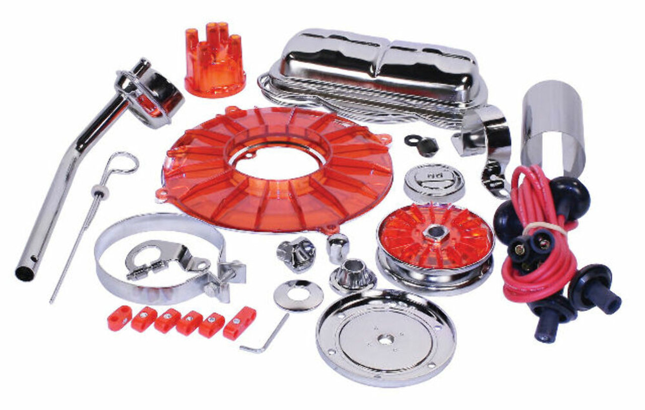EMPI Engine Trim Super Chrome / Red Dress Up Kit VW Bug Buggy VW Beetle 8653