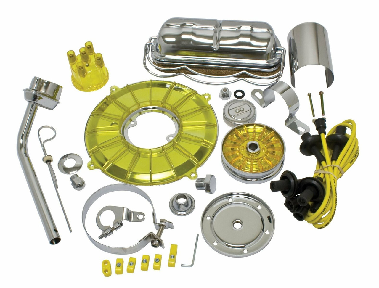 EMPI Engine Trim Super Chrome YELLOW Dress Up Kit Fits VW Bug  Buggy  Beetle 8655