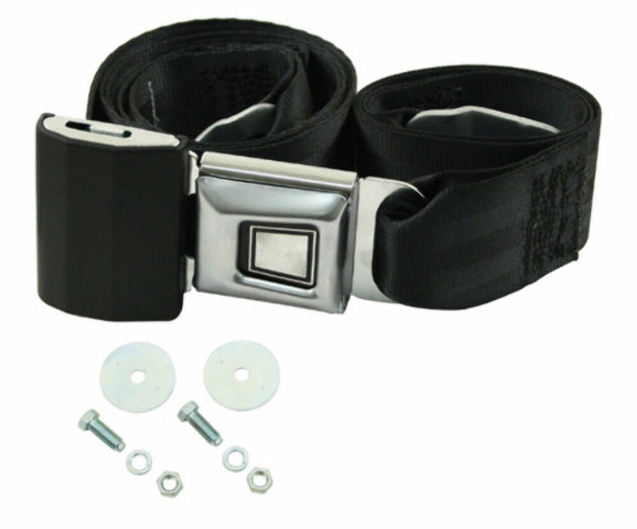 72" Universal 2-Point Lap Belt BLACK Seat Belt, Each  - Hot Rat Street Rod V8
