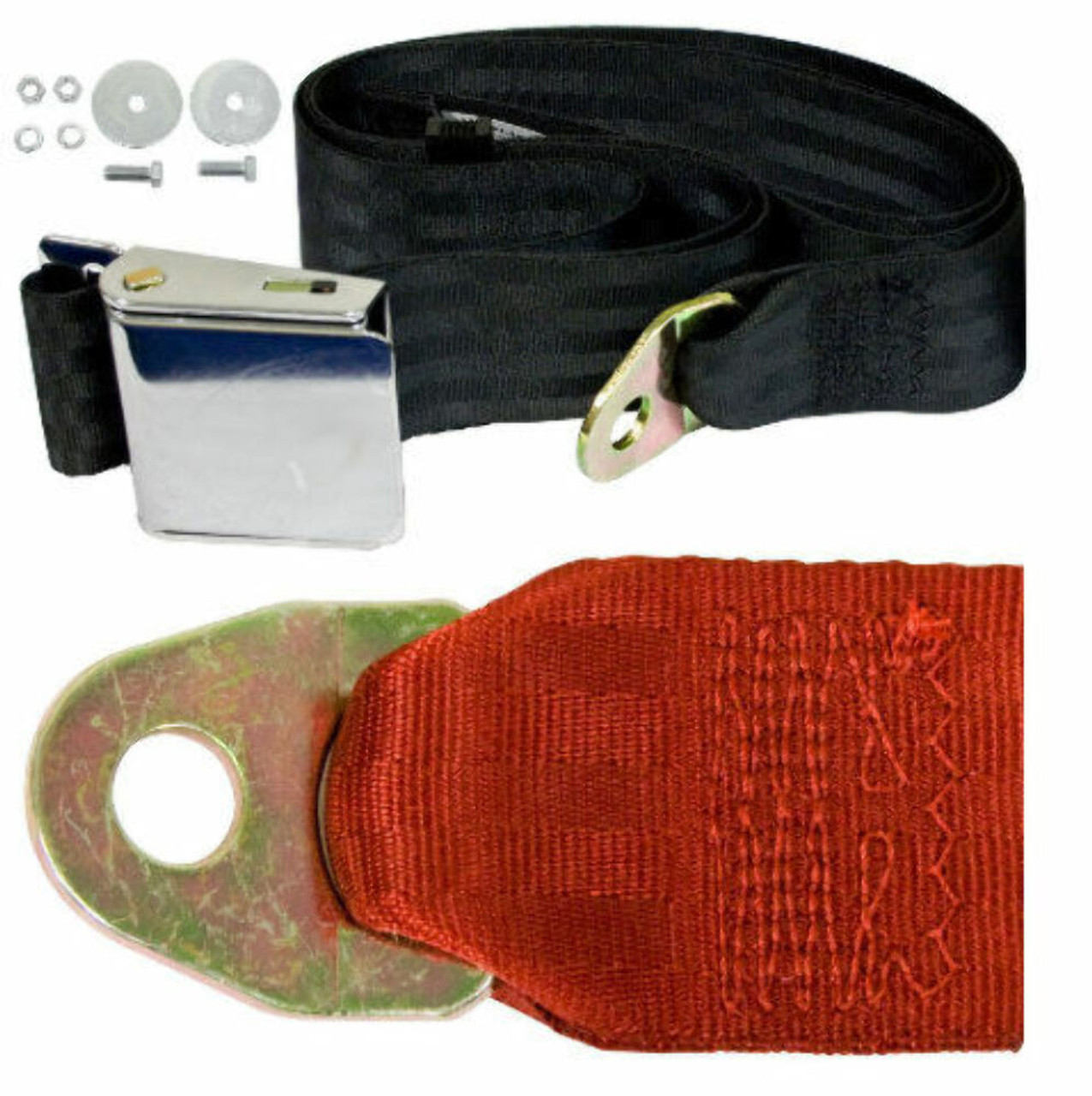 EMPI VW BUG  AIR COOLED, 2 Point Aviation Style Lap Seat Belt, RED,  72" EA.
