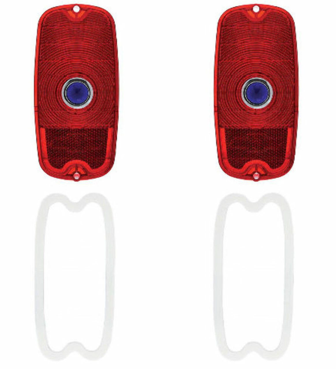 (2) Blue Dot Tail Light Lenses, Fits Chevy/GMC 1960-1966 Pickup Fleetside