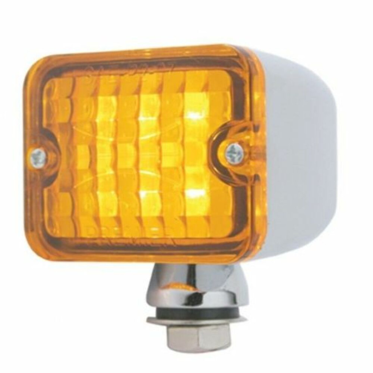 6 Amber LED Medium Rectangular Chrome Rod Light w Amber Lens - 12V - Hot Rat Rod