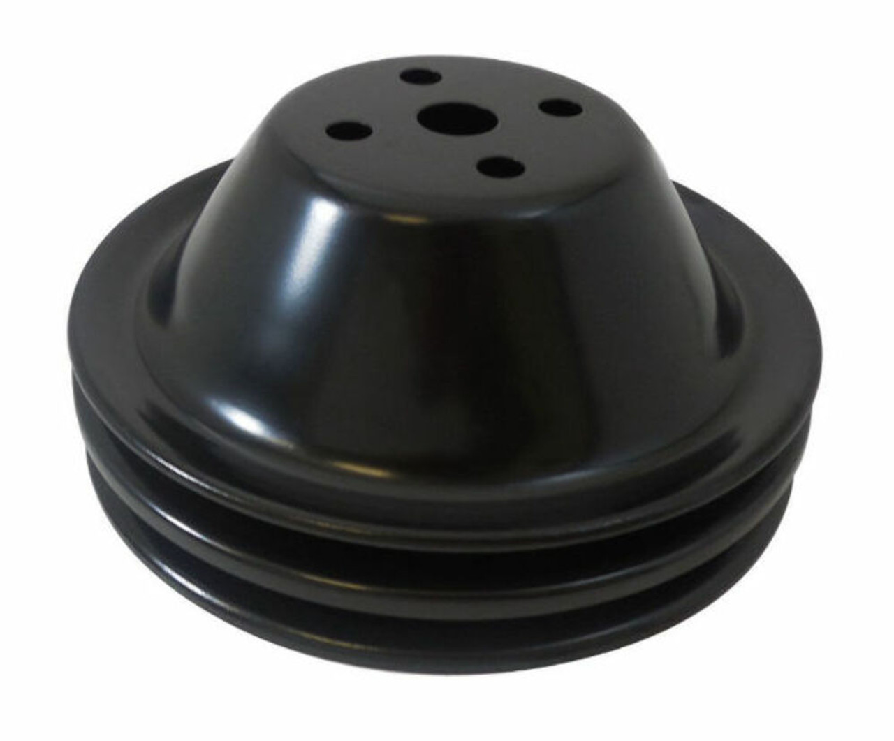 SBC Chevy 283-350 Black Steel Smooth SWP Double Groove Water Pump Pulley