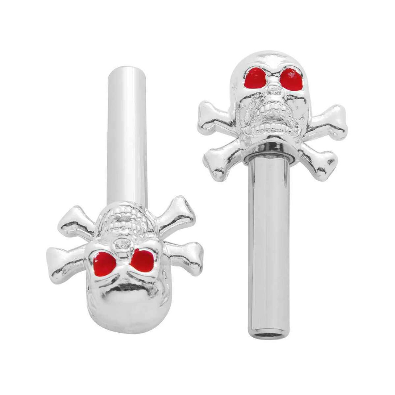 Hot Rod Chrome Skull Door Lock Pulls with Chrome Tube 2 Piece Set