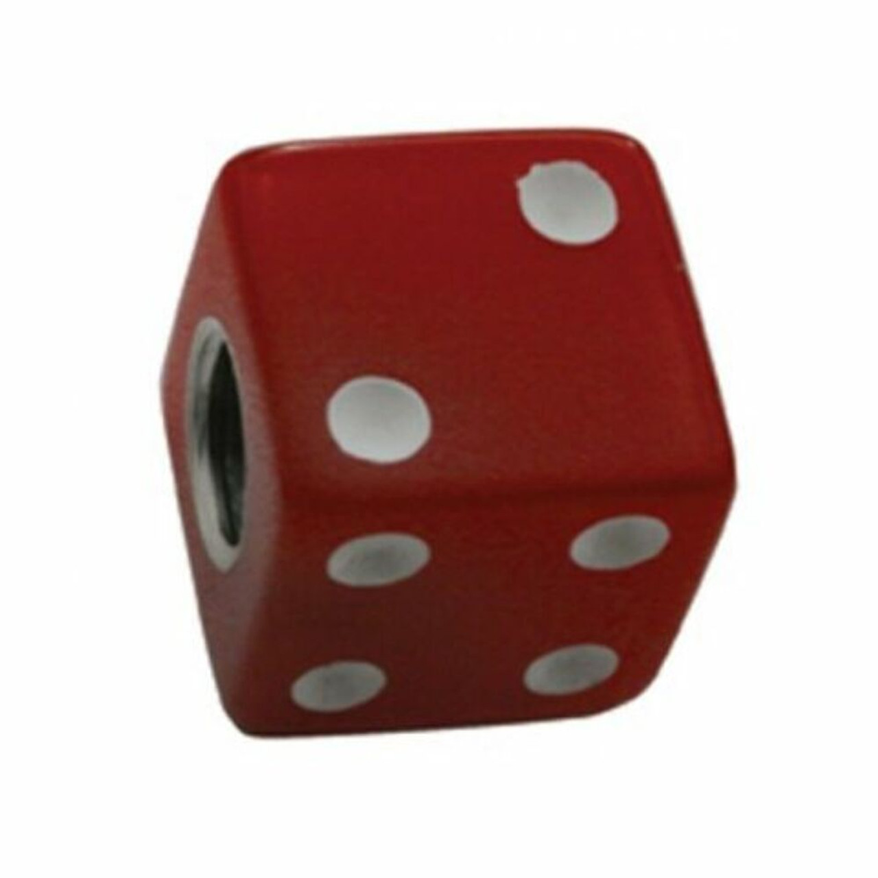 Red Dice w/ White Dots Valve Caps For Tires and Wheels, Standard Fit, Set of 4