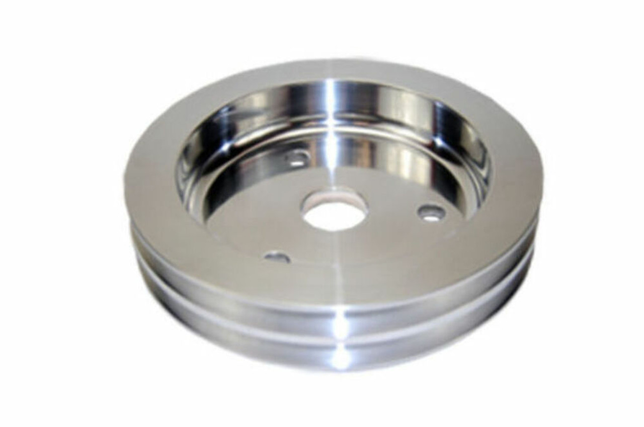 Machined Aluminum SWP Double Groove Crankshaft Pulley, Fits SBC Chevy 283-350